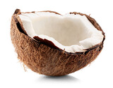half of coconut isolated on white background