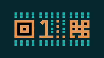 Abstract Orange Teal Binary Code Ancient Script Blend