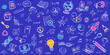 © 365 days studio - Seamless pattern of hand-drawn education and science doodles. A colorful knowledge and learning concept background for a website or presentation.