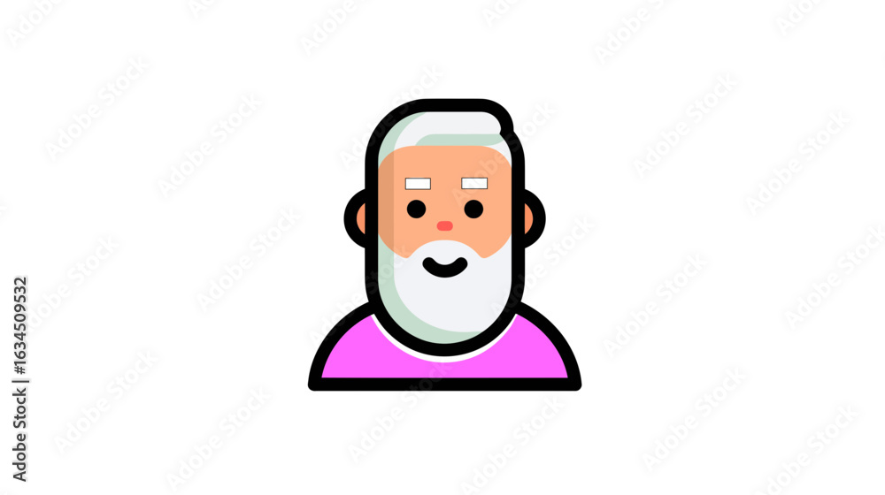 Cartoon Image of an Old Man with White Hair and Beard – Elderly ...