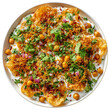 © Rehan - Plate of papri chaat with chickpeas yogurt on transparent background