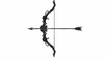 © haikaru - Vector Illustration of Ornamental Bow and Arrow with Floral Elements in Elegant Vintage Style with Monochrome Black and White Color Scheme