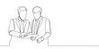 © sense - Line art Illustration of businessman discussion about project at workplace thoughtful. Single continuous line art style