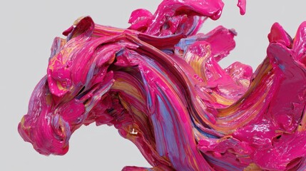 Canvas Print - Colorful Abstract Paint Swirl with Vibrant Pink and Blue Hues