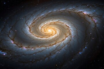 Wall Mural - A view from space to a spiral galaxy and stars universe filled with stars nebula and galaxy