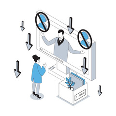 Wall Mural - unemployment and crisis 3d isometric concept with isometry people design for web. boss fires employe