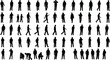 © Creative Soul - PrintSilhouette people collection, various poses, walking, standing, interacting, diverse human figures, isolated on white background, vector illustration, design elements.