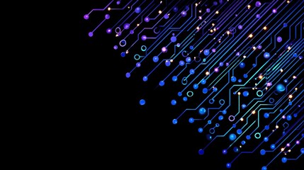 Abstract digital circuit board illustration over black background