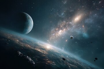 Wall Mural - exploration of distant galaxies filled with vibrant stars and mysterious planets in the vast univers