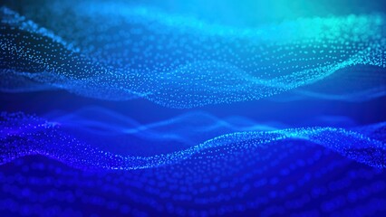 Digital blue color wave particles and light with bokeh, Cyberspace and technology digital connection abstract background concept. 3D rendering illustration.