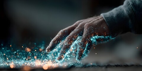 AI tech, artificial intelligence and big data analytics, innovative technology background. Software engineer using computer for data engineering, internet bot, data science