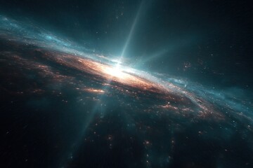 Wall Mural - dynamic tracking shot of a stunning galaxy formation showcasing a radiant core and swirling cosmic d