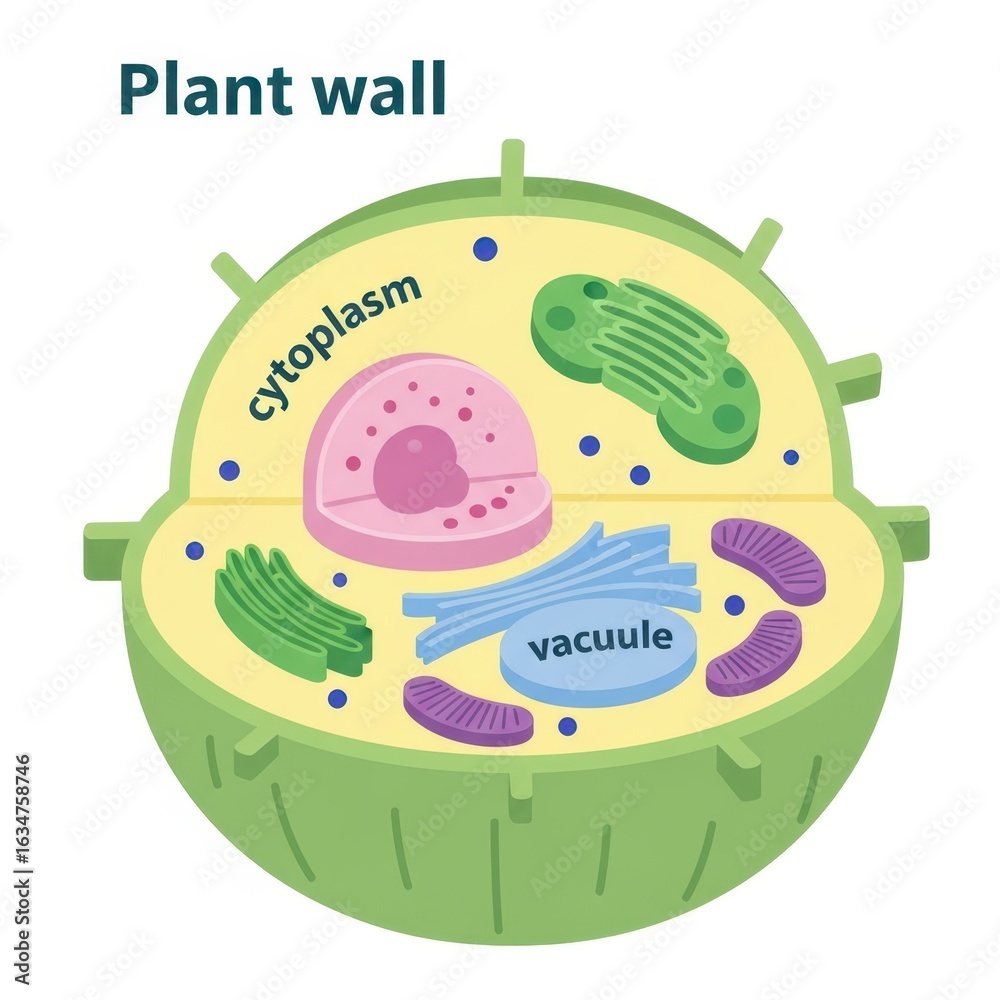 Diagram of a plant cell showing its internal structure and organelles ...