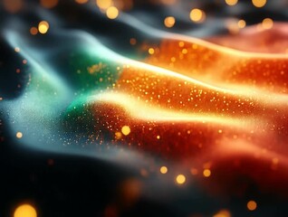 Wall Mural - Abstract Wavy with Bokeh and Sparkling Particles