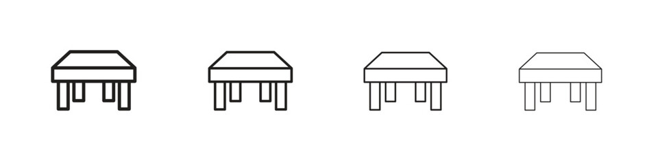 Table icons in black simple line elements.