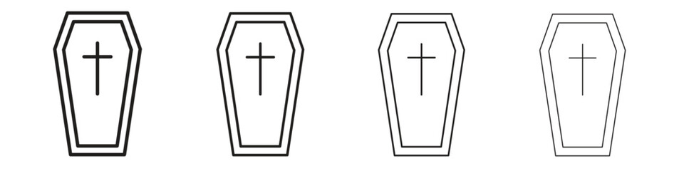 Coffin icons in black simple line elements.