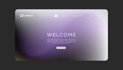 Modern website landing page design with welcoming message and soft purple gradient background