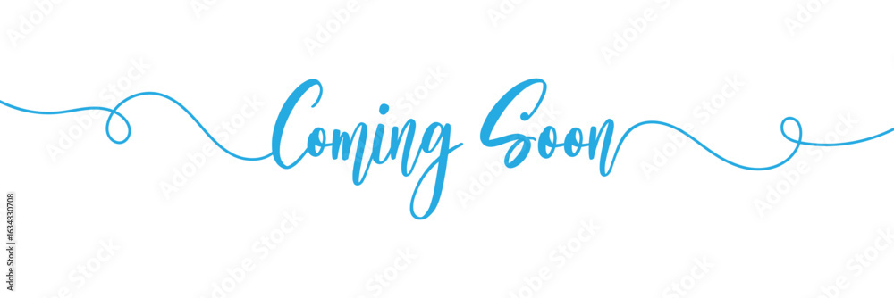 Coming Back Lettering coming soon calligraphy inscription with smooth lines. promotion or ...