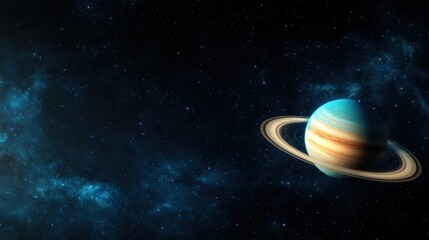 Wall Mural - Ringed planet in starry space science and exploration concept art