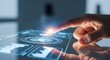 © FQ Visuals - Hand Touching Virtual Interface with Glowing Effect