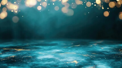 Abstract blue and gold texture with bokeh lights festive celebration background