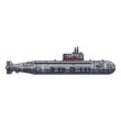 © PNG アセット - グレーの潜水艦 ピクセルアート 詳細な描写 透明な背景に浮かぶ精密な機械工学のイラスト