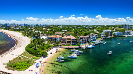 Wall Mural - aerial drone view of a neighborhood in Pompano Beach, Florida