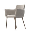 © changnam37 - Modern Upholstered Armchair, Ribbed Details, Light Beige Fabric, Bronze Legs, Angled View 3D Render