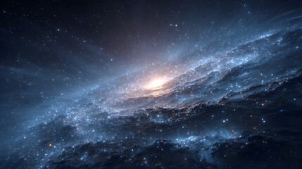 Wall Mural - cosmic starfield with faint blue galaxy glow – generative ai