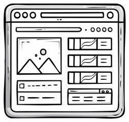 Website Mockup Hand Drawn Elements Media Timeline Template Layout