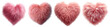 © Easter - Set of fluffy pink heart shapes with soft texture and romantic design set element, on transparent background