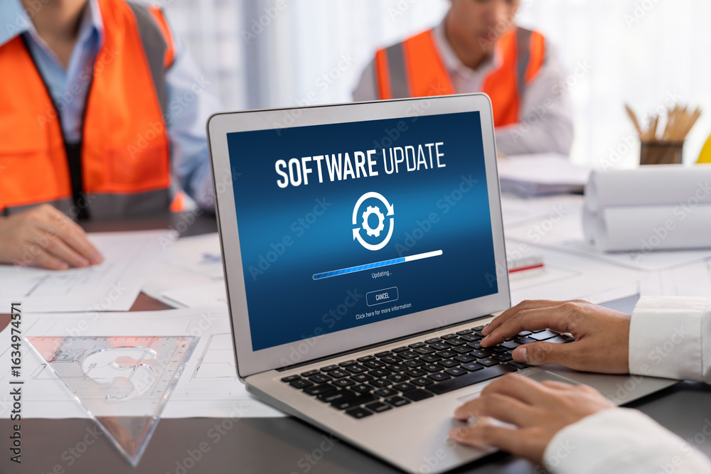 Software update on computer for brisk version of device software ...