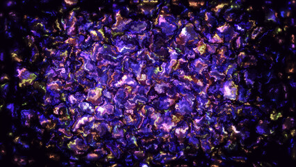 3d render of abstract art video animation 3d background with surreal motion moving festive wavy party balls sphere particles liquid substance in purple gradient color