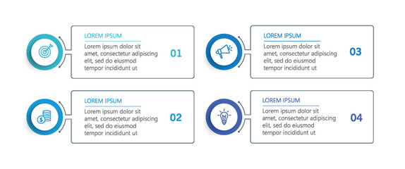 Wall Mural - business infographic template with 4 options or steps. can be used for workflow layout, diagram, ann