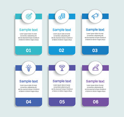 Wall Mural - business infographic design template with 6 options, steps or processes. can be used for workflow la