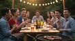 © GACO - Sizzling Steaks on the Grill with Joyful Friends at a Sunset Backyard Party