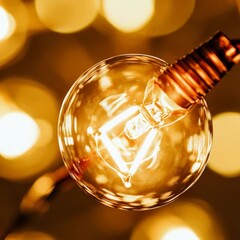 Wall Mural - close-up view of a light bulb attached to a string, suitable for illustrations and designs