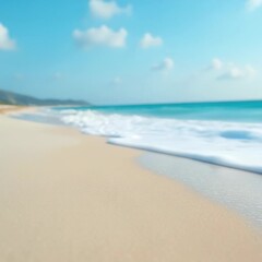 Wall Mural - A calm day at the beach as a wave approaches the shore