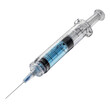© Buse - Medical Precision: A transparent syringe, filled with a vibrant blue liquid, symbolizes scientific advancements and healthcare, poised for precise application.