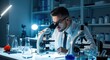 © PexelAura - Scientist in lab coat meticulously examines sample under microscope, research and discovery
