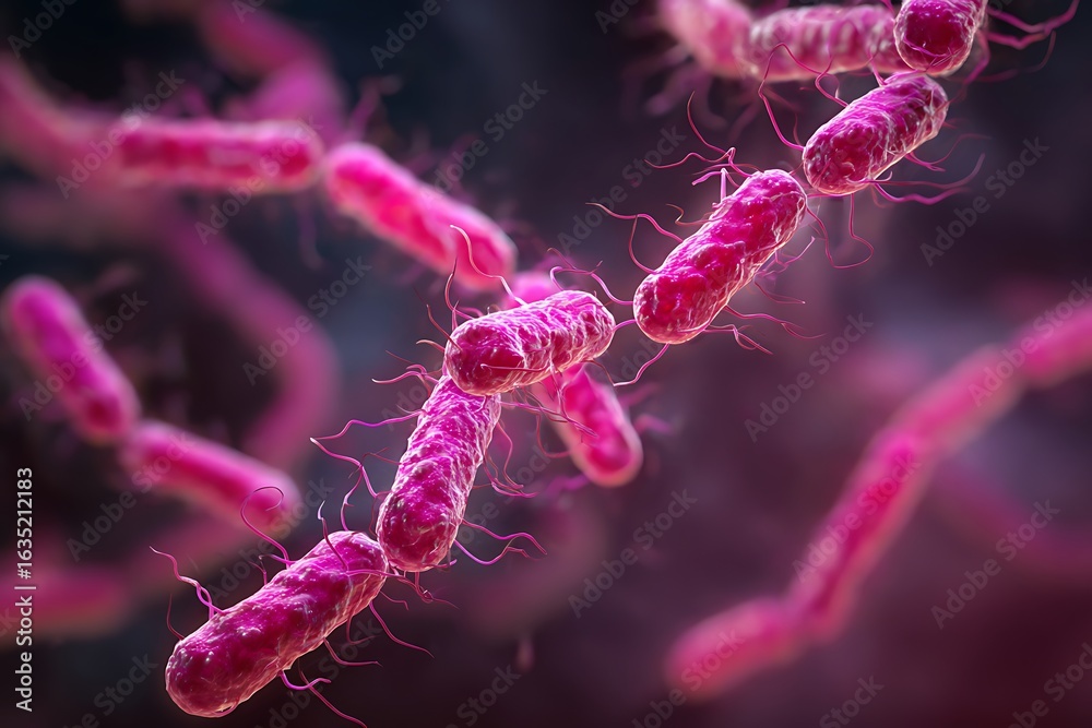 High-resolution microscopic view of gram-negative rod-shaped bacteria ...