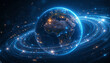 © Dasun Ranaweera - Earth with a Global Network, Glowing Data Lines and City Lights in Outer Space, Ideal for Technology and Telecommunication Concepts
