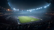 © suldev - Night View of a Massive Soccer Stadium Filled With Spectators. Arena Is Packed With Fans Surrounding the Pitch. Thousands of Supporters at Major Sport Event. Behind the Goals Wide Shot