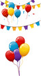 © StephenW - Colorful Balloons and Banners Festive Decoration Illustration Isolated on Transparent Background