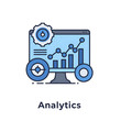 © Judy - Illustration of Analytics Data Graph on Computer Monitor with Blue Color