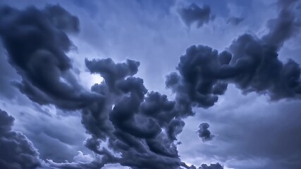 Wall Mural - In time lapse 4K video avy rain clouds form shift vibrant blue sky delivering dramatic moody visual perfect ather es atmospheric cinematic