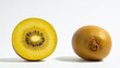 © art - Vibrant golden kiwi halves showcase bright yellow flesh and healthy seeds, perfect for food blogs