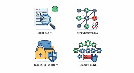 Software development icons flat design style
