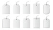 © Ameer - Blank white paper labels and cloth tags set, various shapes — high-resolution transparent PNG cutouts for branding, packaging design, price tags, gift tags, apparel labeling, craft projects