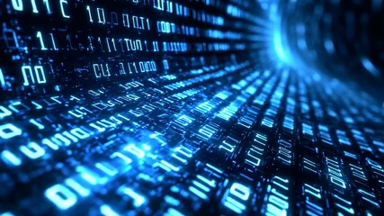 Futuristic Digital Data Stream Tunnel with Binary Code for High Technology Concepts